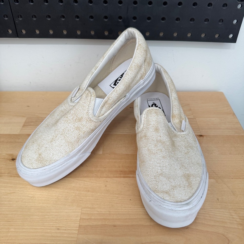 Vans OG Classic Slip-On LX Acid Wash Tan White Sneakers Mens 8 507452